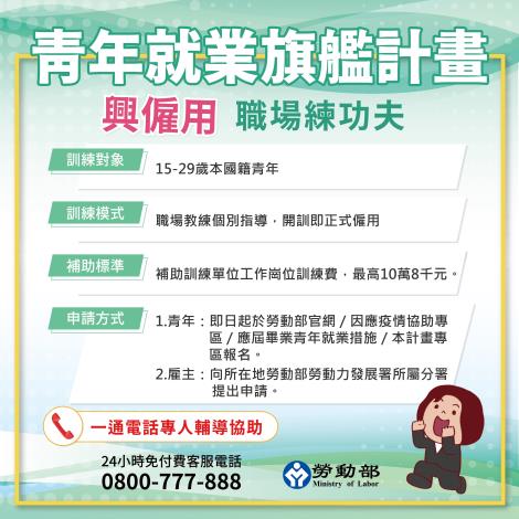 1090622勞動部勞動力發展署新聞稿_青年就業旗艦計畫