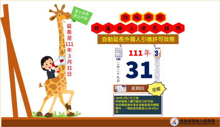 1101118新聞稿圖卡_效期屆滿日未落在自動延長區間之入國引進效力許可函，自動延長效期至明年3月底