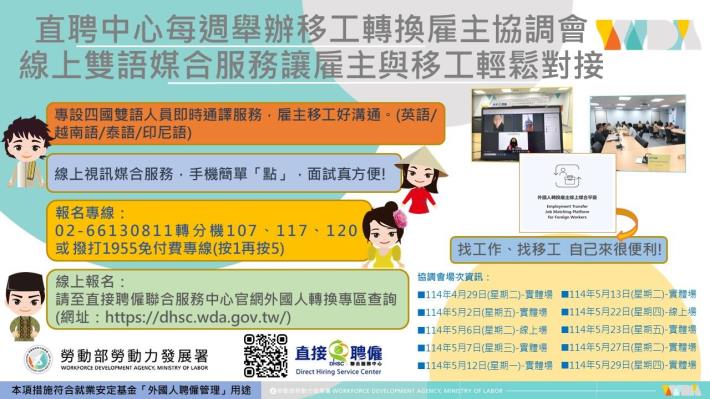 1140424勞動力發展署新聞稿(附圖)_直聘中心實體線上雙語媒合宣傳圖卡