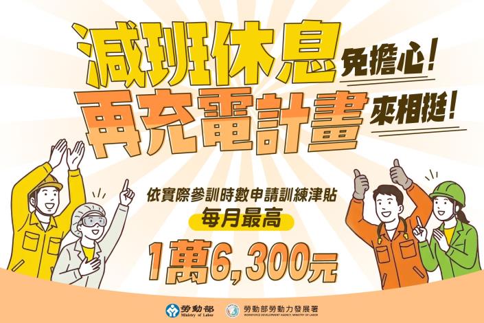1150423勞動力發展署新聞稿(附圖1)_減班休息勞工再充電計畫宣傳圖卡1